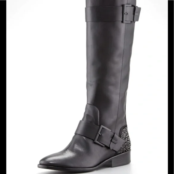 Brian Atwood Black Leather Riding Boots - Picture 5 of 13